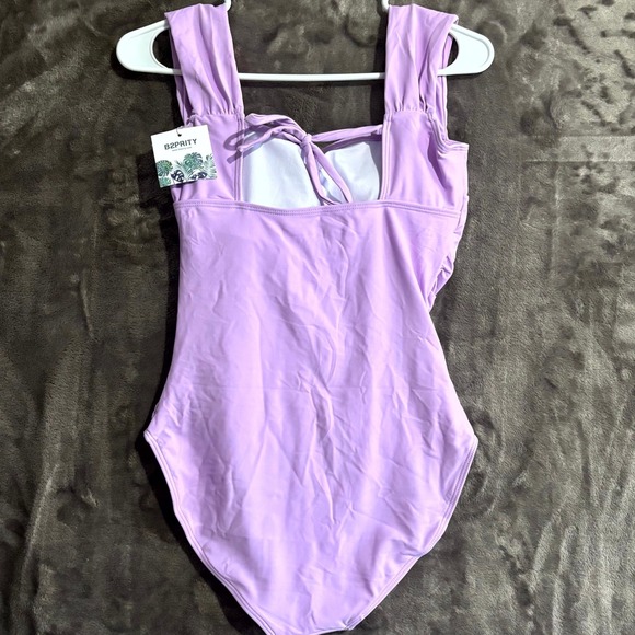 B2prity Ruched Swimsuit One Piece Womens Small Lavender Stretch Tummy Control - Picture 2 of 7
